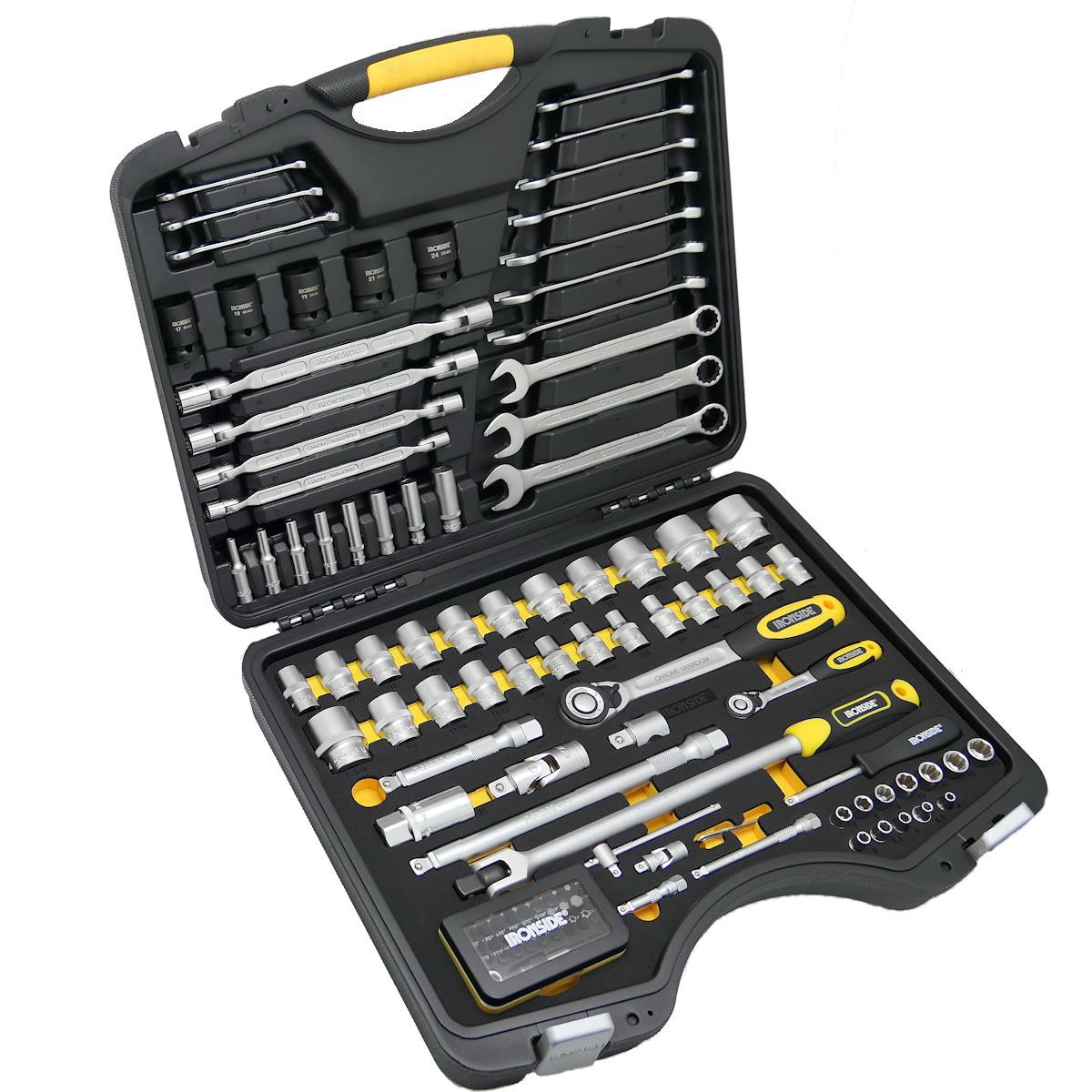 Hylsnyckelsats Ironside 1/4", 1/2", 114 delar - HYLSNYCKELSATS IRONSIDE FL.DR 1/4, 1/2" 114DEL MEKAN 102341