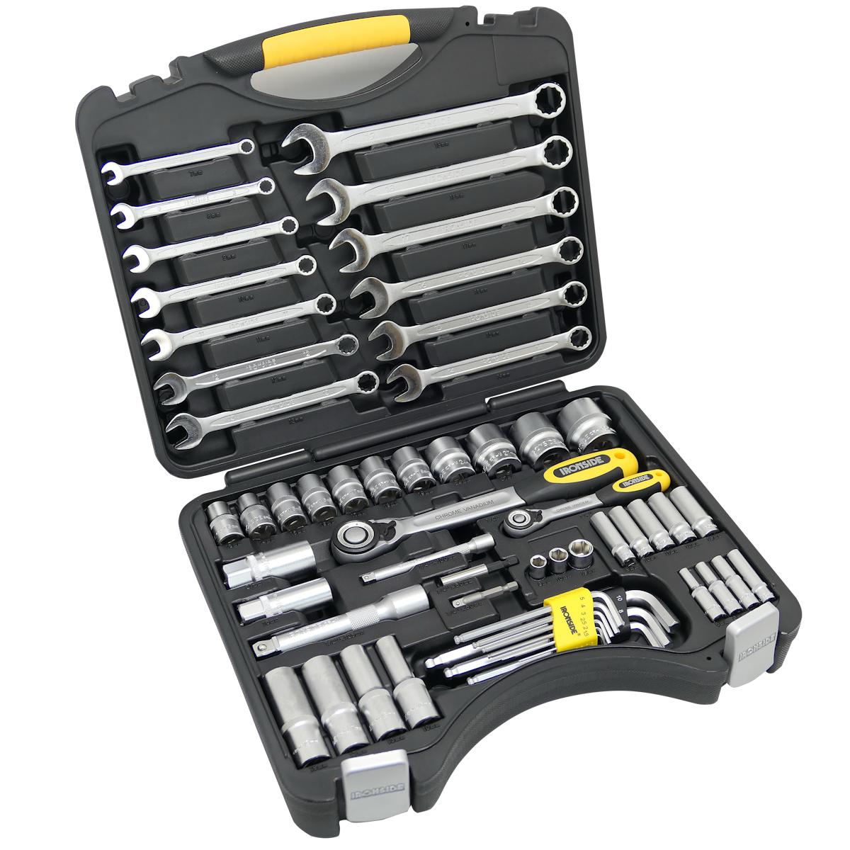 Hylsnyckelsats Ironside 1/4", 1/2", 57 delar - HYLSNYCKELSATS IRONSIDE FL.DR 1/4. 1/2" 57 DELAR 102673