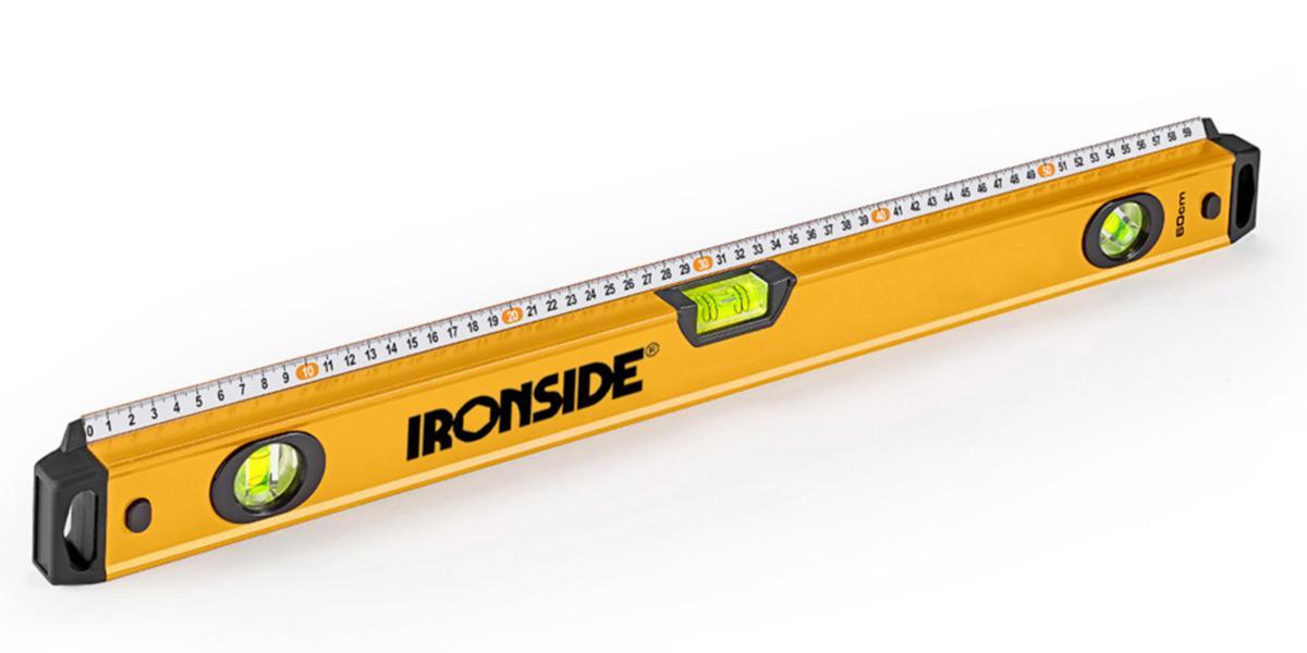 Vattenpass Ironside m mätskala - VATTENPASS MÄTSKALA 1200MM ALU 3 LIBELLER IRONSIDE 102668
