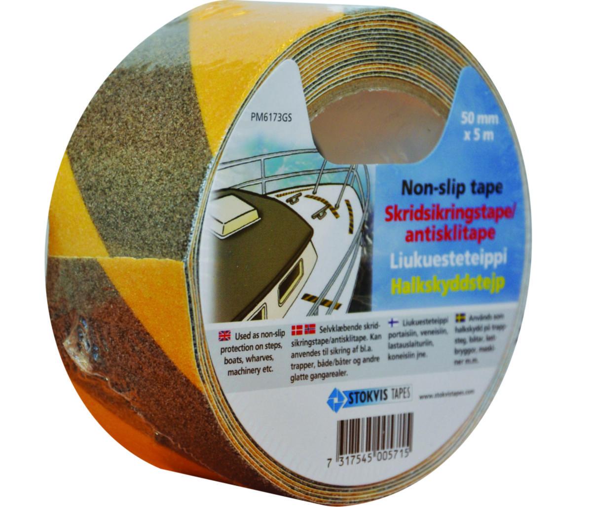 Halkskyddstejp Stokvis - TEJP HALKSKYDD 50MM X5M GUL/SV STOKVIS PM6173505YEBA