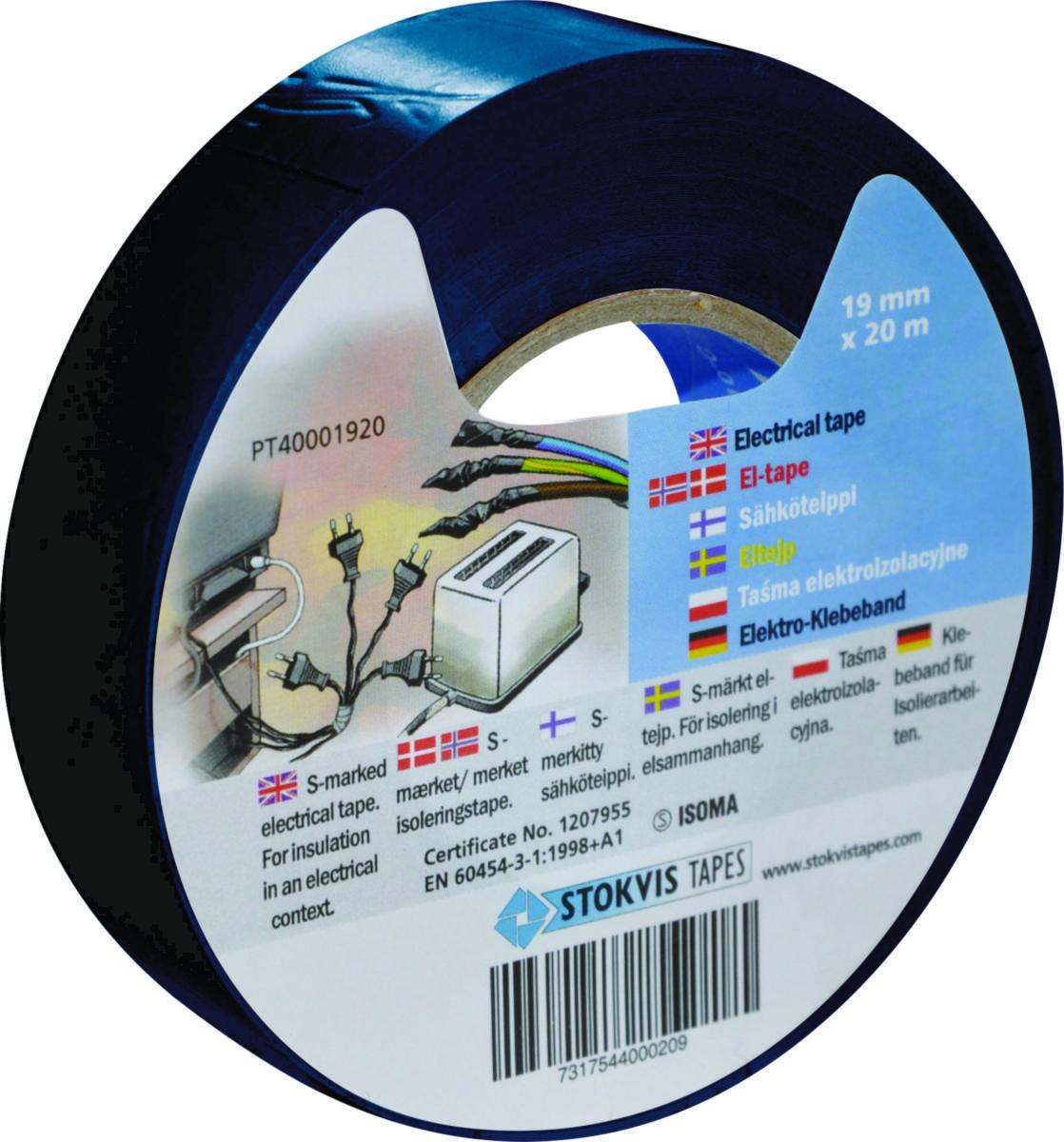 Eltejp Stokvis - TEJP EL 19MM X 20M SVART STOKVIS PT40001920BA