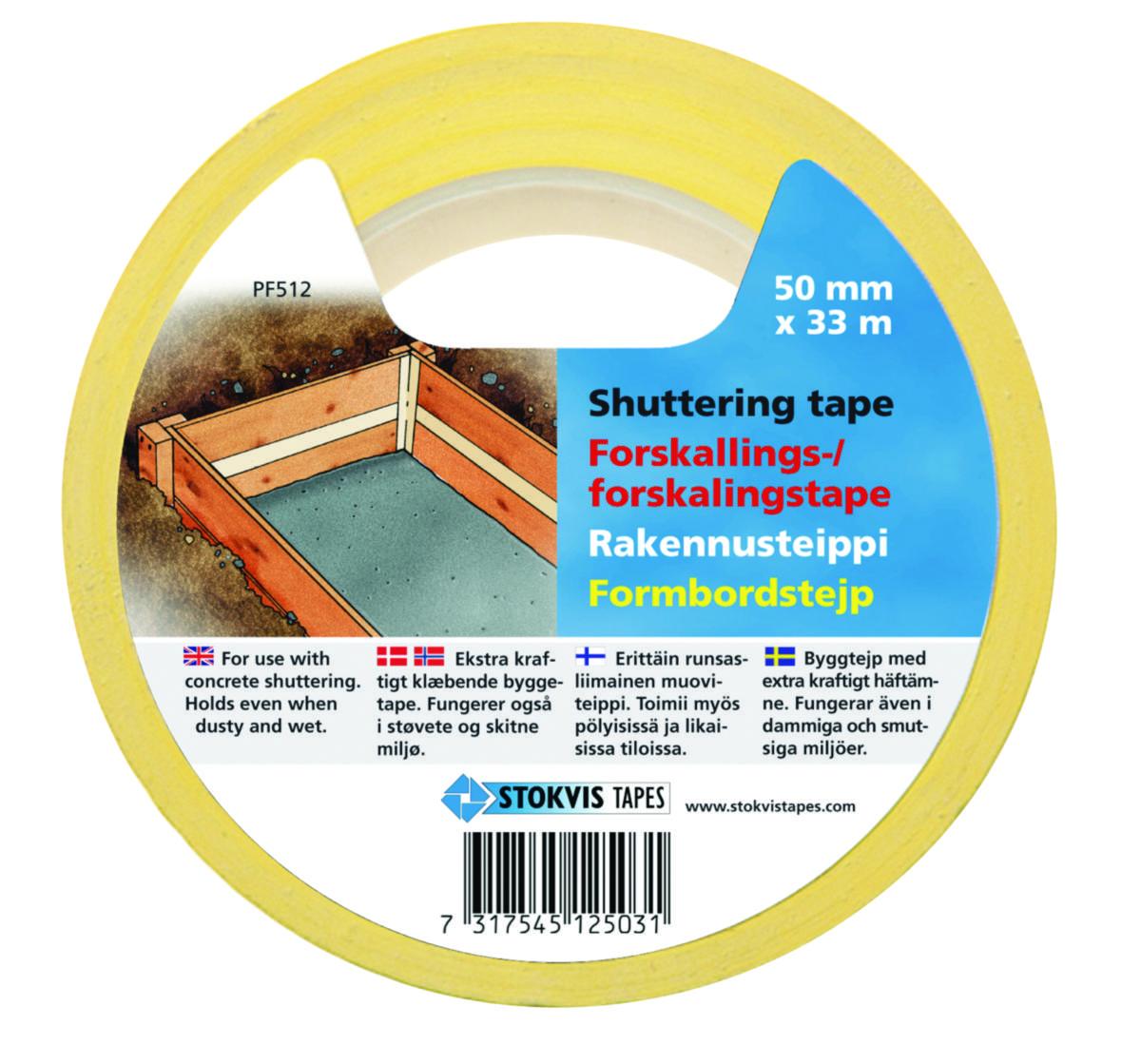 Formbordstejp Stokvis - TEJP FORMBORD 50MM X 33M GUL STOKVIS PF5125033YE