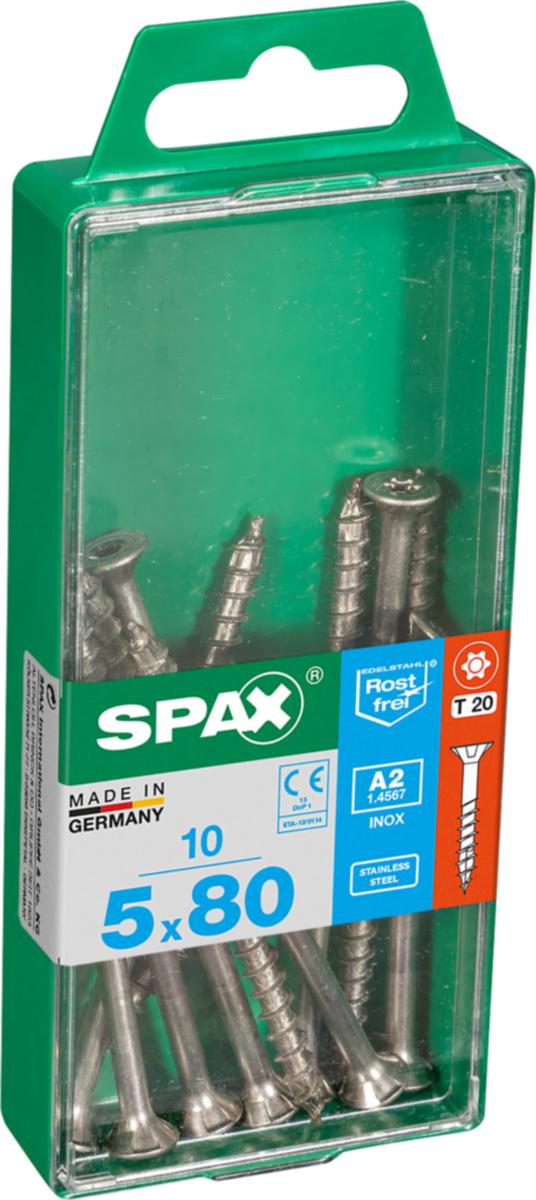 Träskruv TFT SPAX rostfri A2 SB-pack - TRÄSKRUV TFTD SPAX A2 T20 5X80 10ST