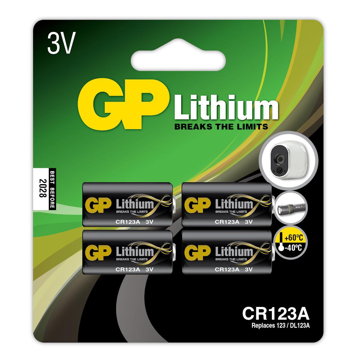 Batteri GP Lithium CR123A - GP CR123A LITIUM 4-PACK 102033