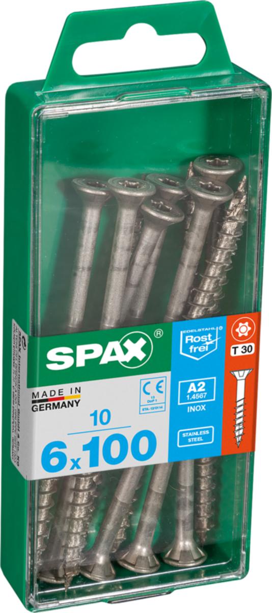 Träskruv TFT SPAX rostfri A2 SB-pack - TRÄSKRUV TFTD SPAX A2 T30 6X100 10ST
