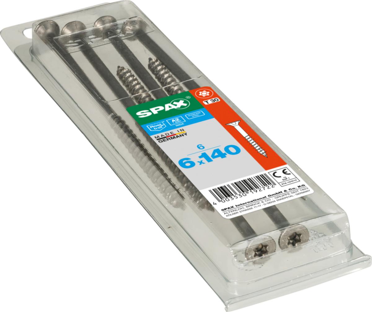 Träskruv TFT SPAX rostfri A2 SB-pack - TRÄSKRUV TFTD SPAX A2 T30 6X140 6ST