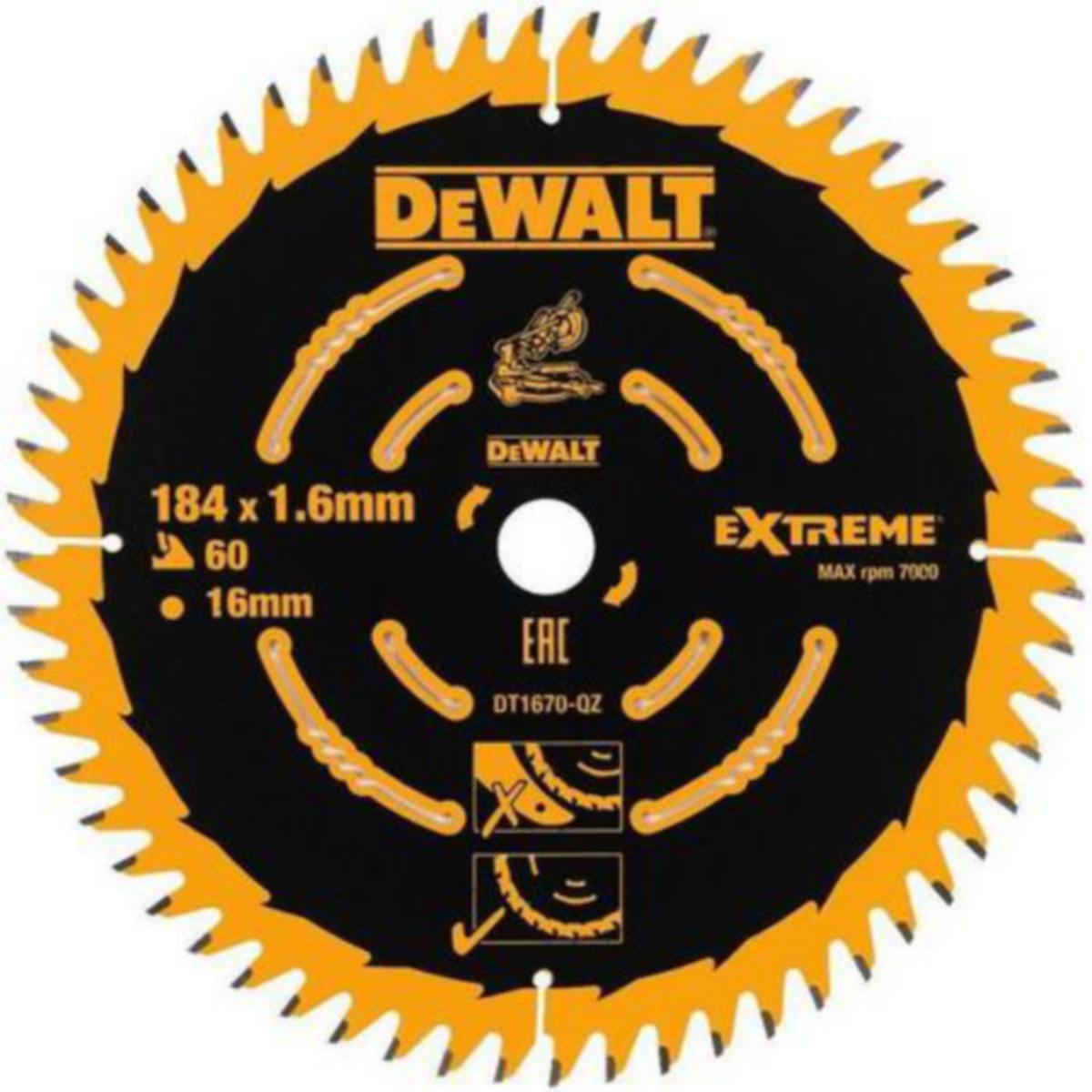 Sågklinga DEWALT för Ger- och kapsåg - SÅGKLINGA 184X16X6 DEWALT DT1670-QZ