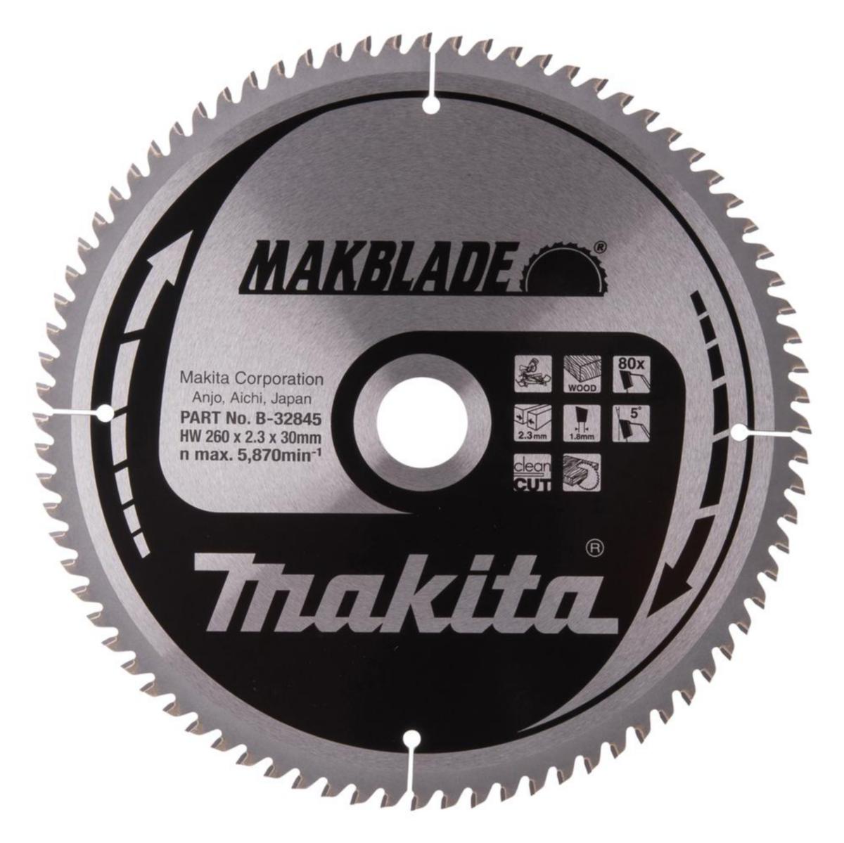 Sågklinga Makita Trä Makblade - SÅGKLINGA TRÄ 80T 260X30X2,3MM MAKITA B-32845
