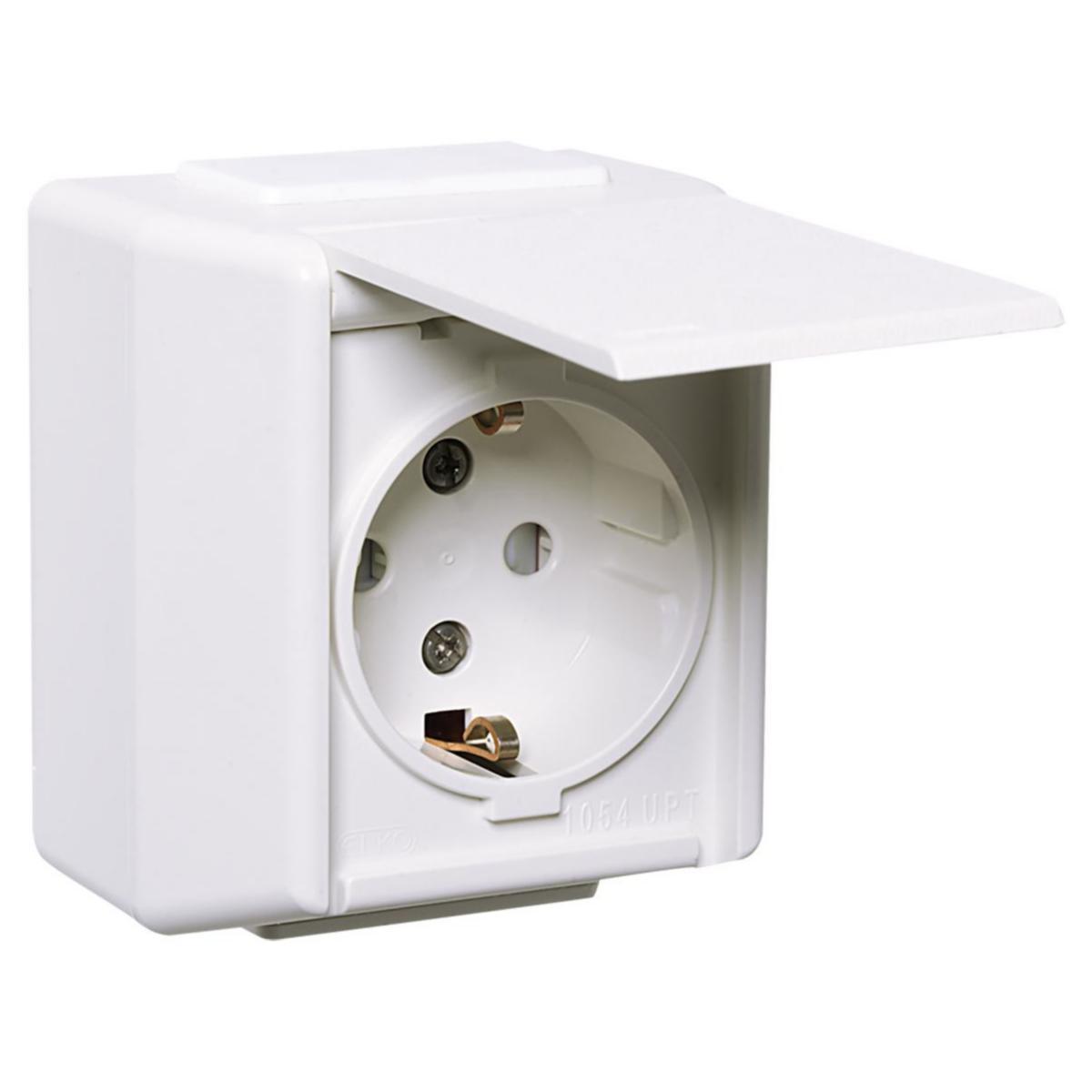 Vägguttag ELKO RS utanpåliggande m lock - VÄGGUTTAG RS 1V MJ UTP IP44 RV NORDIC RENVIT 4045271833
