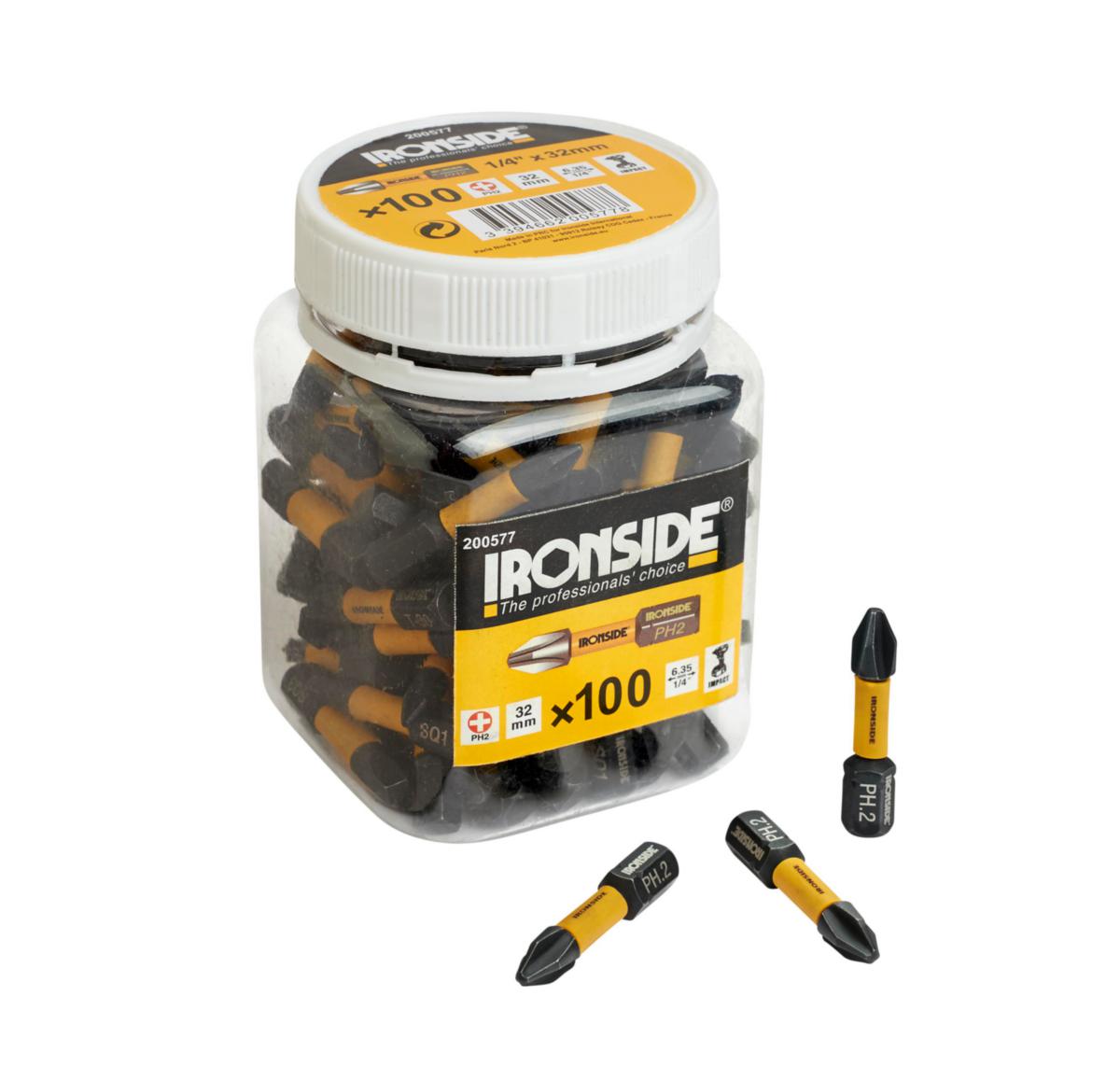 Kraftbits Ironside Phillips 100-pack - KRAFTBITS PH2 32MM 100-PACK IRONSIDE 200577