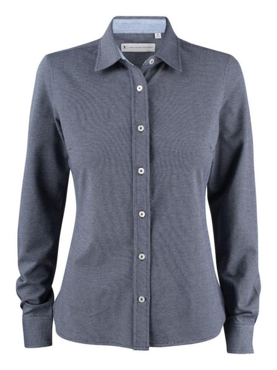Skjorta Burlingham Dam - JERSEY SHIRT MARIN/VIT XS HARVEST BURLINGAM WOMAN