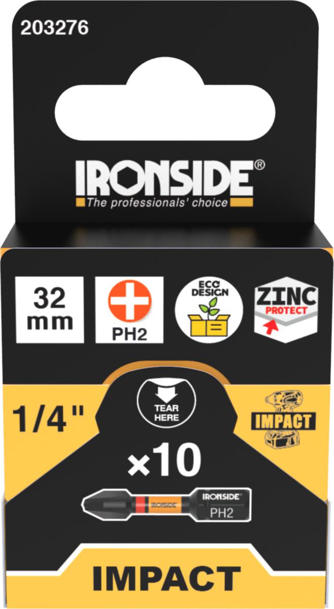 Kraftbits Ironside Phillips 10-pack - KRAFTBITS PH2 32MM 10-PACK IRONSIDE 203276