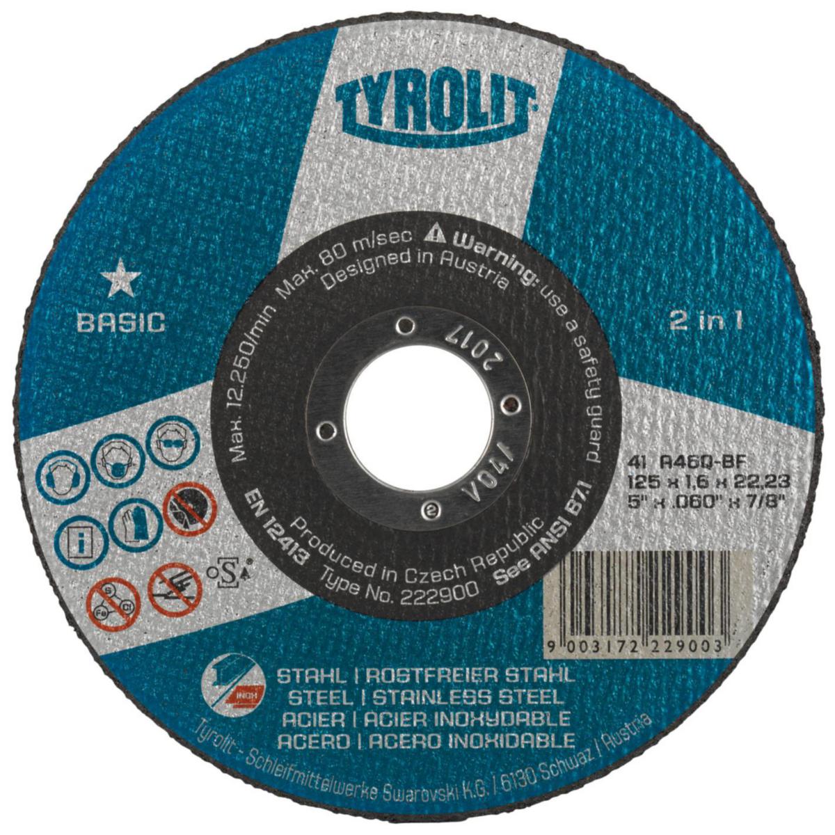 Kapskiva Tyrolit Basic 2in1 - KAPSKIVA BAS 125X2.5 STÅL TYROLIT