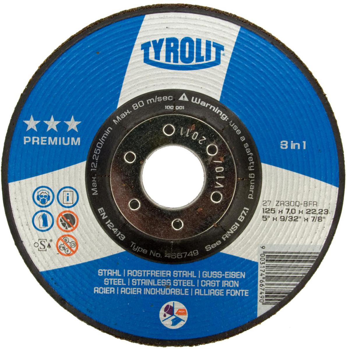 Navrondell Tyrolit Premium 3in1 - NAVRONDELL TYROLIT PREM. 3IN1 125X7X22 ZA30Q-BRF