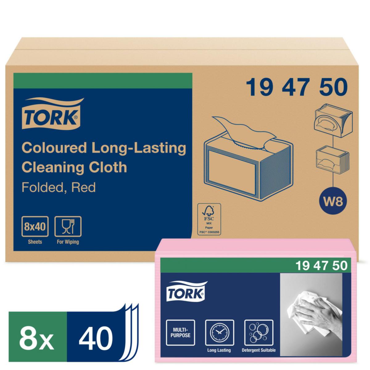 Rengöringsduk Tork Premium W8 - RENGÖRINGSDUK TORK FÄRGKOD W8 RÖD 30X38CM 40ST/FRP 194750