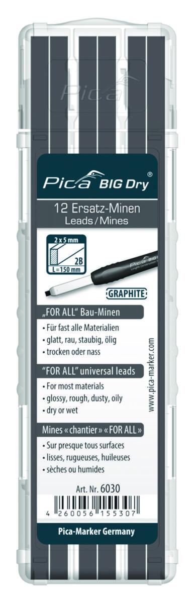 Stift till timmermanspenna Pica Big-Dry - RESERVSTIFT BIG-DRY GRAFIT 12/ PICA 69246030