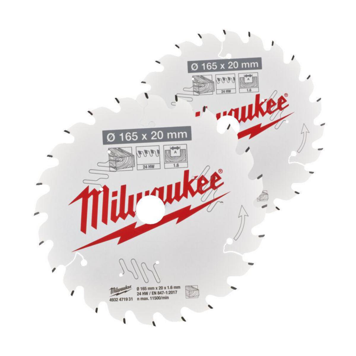 Sågklinga Milwaukee Trä t Cirkelsåg - CIR.SÅGKLI W165X20 40T+40T 2P MILWAUKEE 4932492433