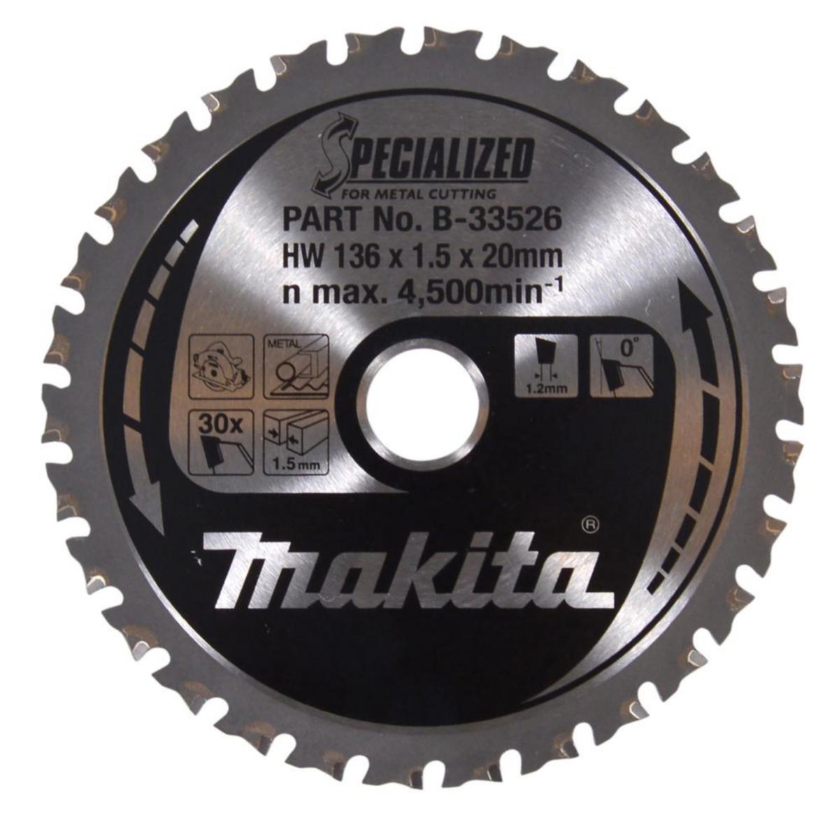 Sågklinga Metall Makita, för batterisåg - SÅGKLINGA 30T 136X20X1,5 MM MAKITA B-33526