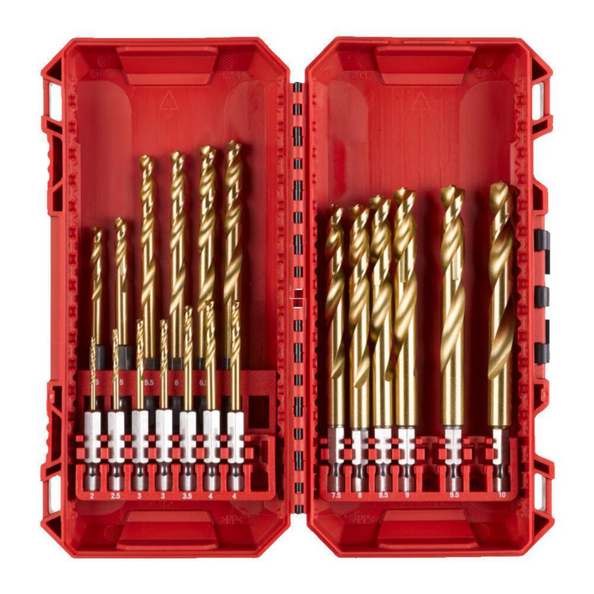 Metallborrsats Milwaukee HSS-TIN ¼″ hex-fäste - METALLBORRSET HSSG-TIN POF 19P MILWAUKEE 4932493866