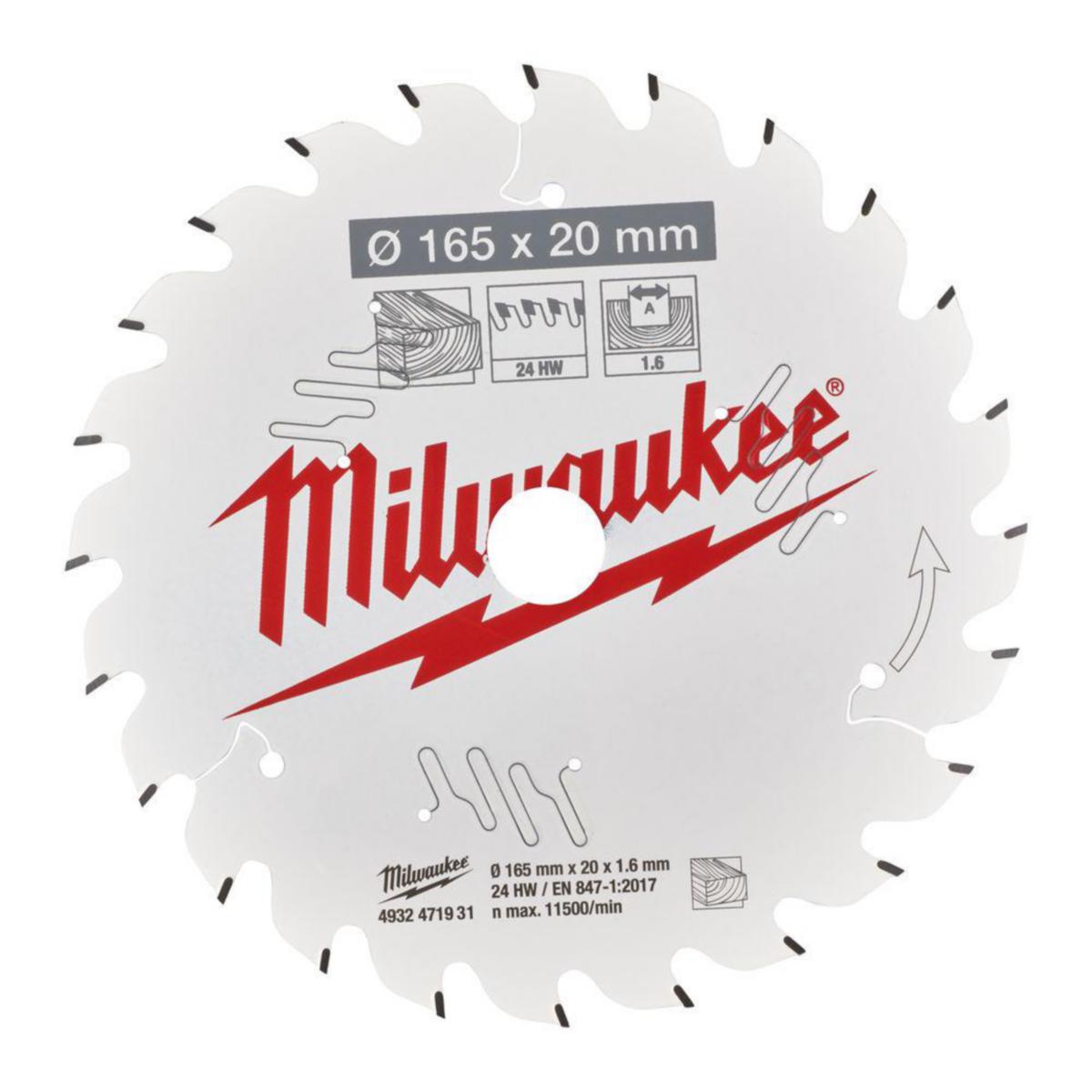 Sågklinga Milwaukee Trä t Cirkelsåg - SÅGKLINGA W165X20X1.6X24 MILWAUKEE 4932471931