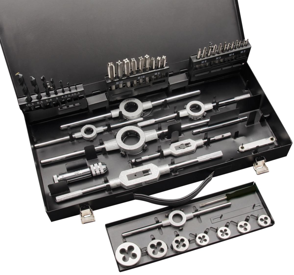 Gängsats Ironside M3-M12 HSS-G 45 delar i plåtlåda - GÄNGSATS M3-M12 IRONSIDE 45 DELAR HSS TAPP & SNITT
