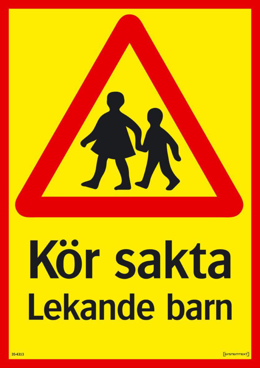 Trafikskyltar - VARNING LEKANDE BARN 297X420 MM AL SYSTEMTE. 354313