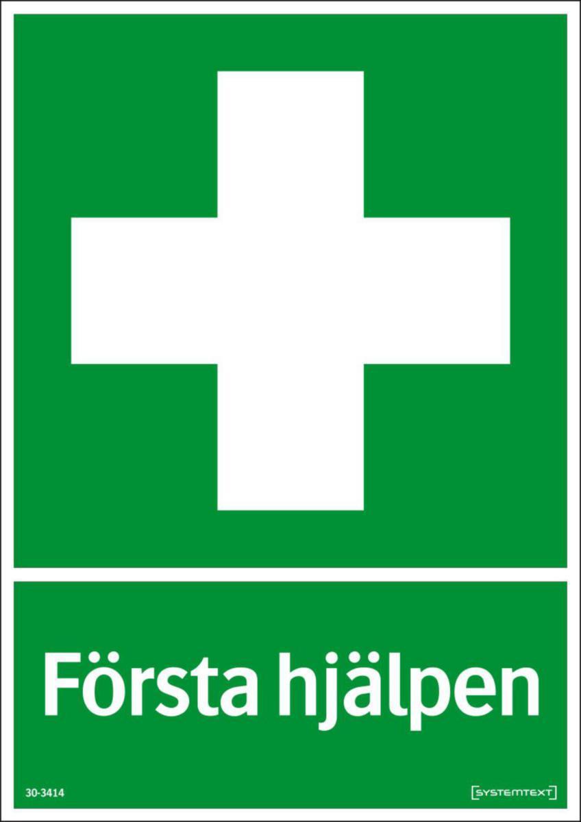 Nödskyltar - FÖRSTA HJÄLPEN 210X297 MM HP SYSTEMTEXT 303414