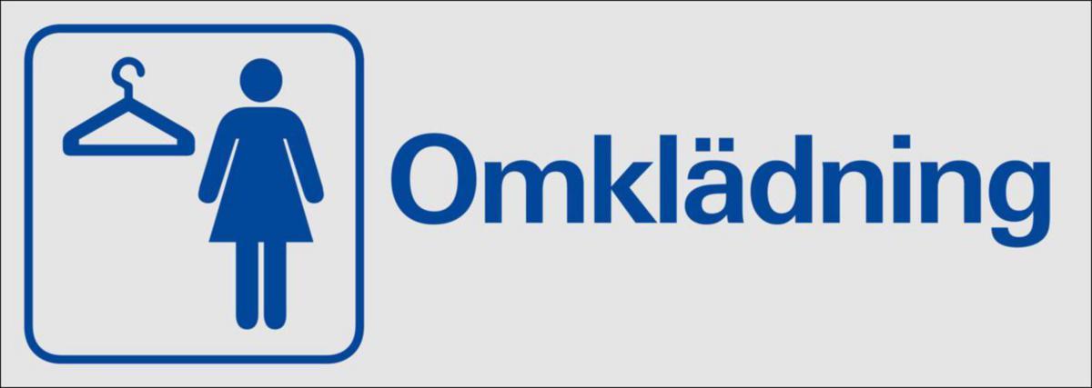 Symbolskyltar "text" - OMKLÄDNING DAM 225X80 MM AL SYSTEMTEXT 387350