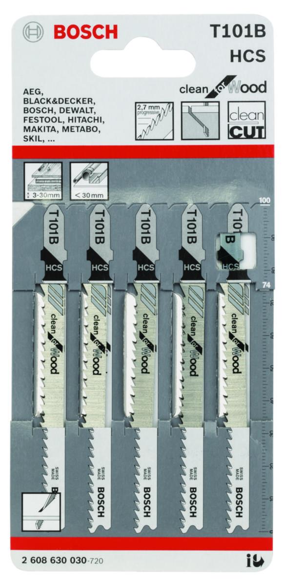Sticksågblad Bosch HCS för mjukt trä och mjuka material - STICKSÅGBL.T101B 5-P BOSCH 2608630030