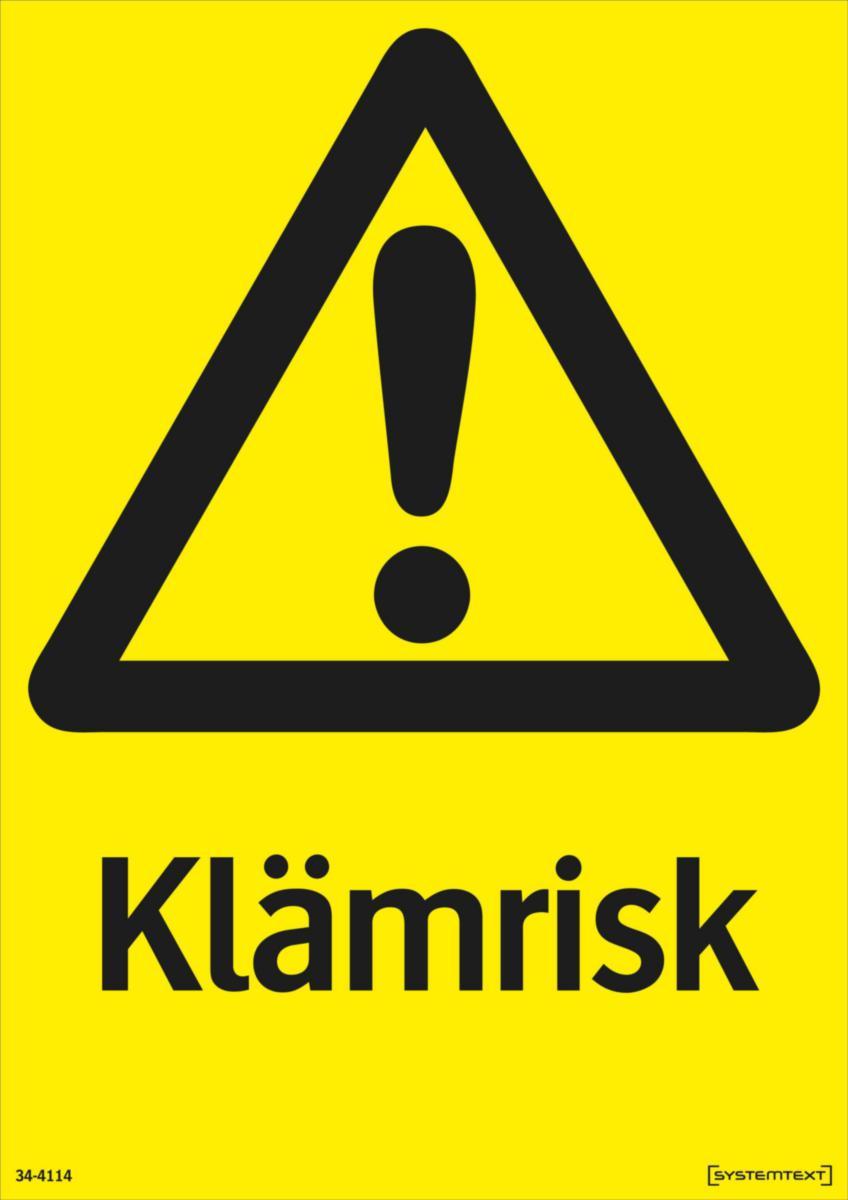 Varningsskyltar "övrigt" - KLÄMRISK 210X297 MM HP SYSTEMTEXT 344114