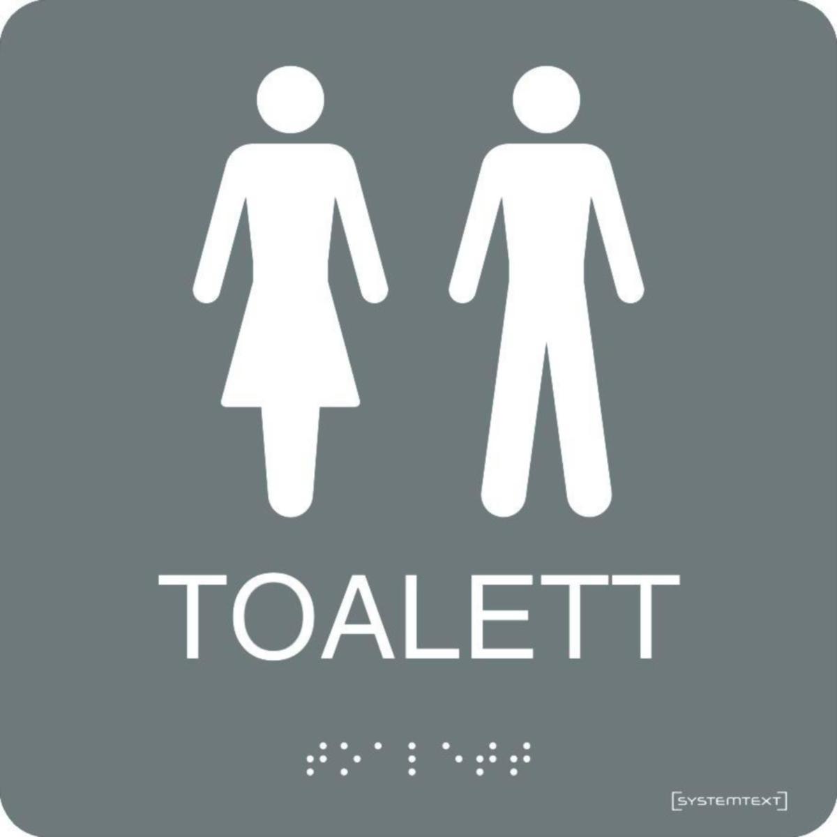 Taktila skyltar för Toalett, dusch , WC/RWC - TOALETT DAM/HERR GRÅ 150X150MM HP SYSTEMTEXT 235211