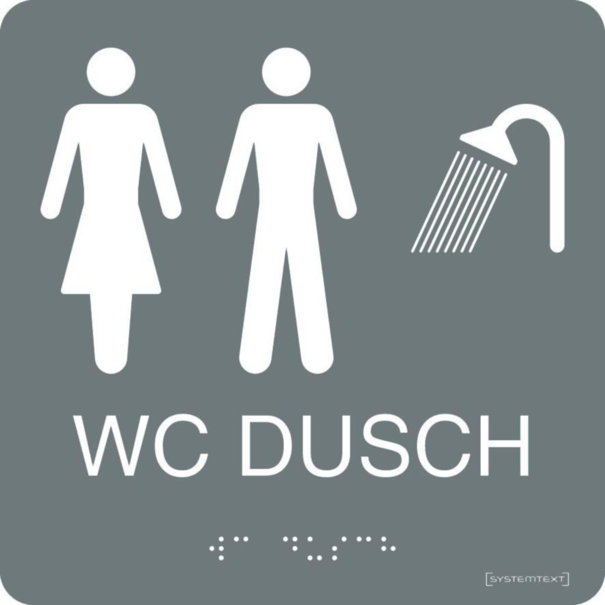 Taktila skyltar för Toalett, dusch , WC/RWC - SKYLT TAKTIL WC/DUSCH 23-5911 150X150MM GRÅ
