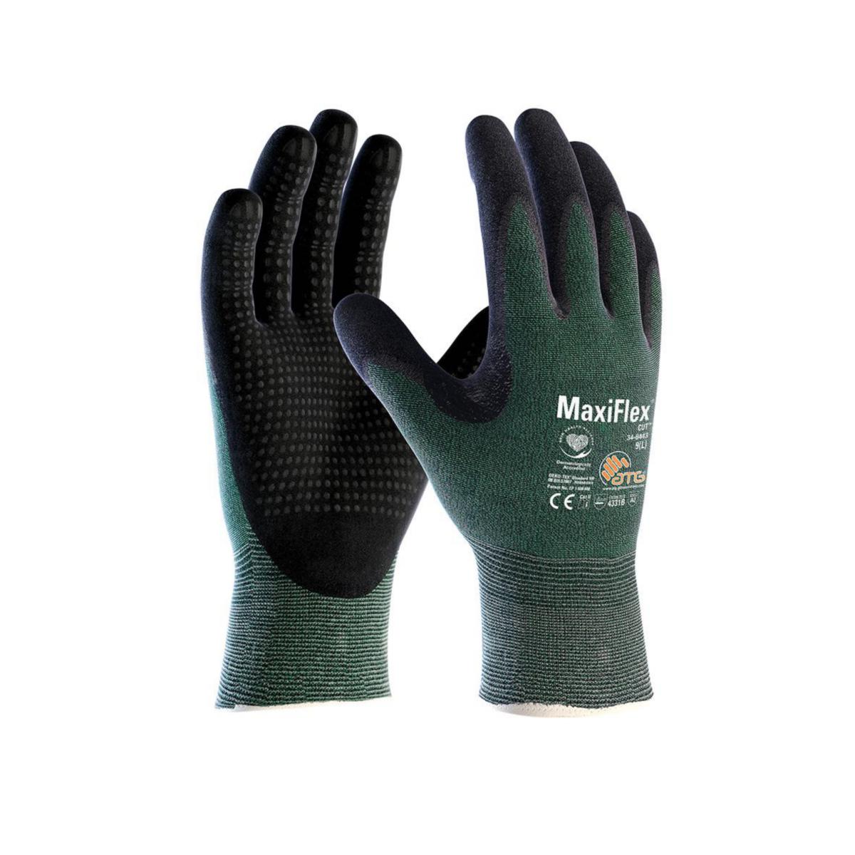 Skärskyddshandske Maxiflex 34-8443 Cut B - HANDSKE MAXIFLEX CUTB 34-8443 DOTS TOUCH GRÖN STL 8