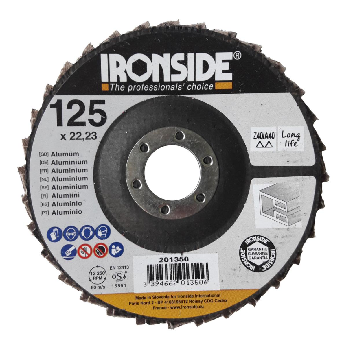 Lamellrondell Ironside Aluminium - LAMELLROND ALU IRONSIDE 125X22 KORN 40 DUBBELLAMELL 201350