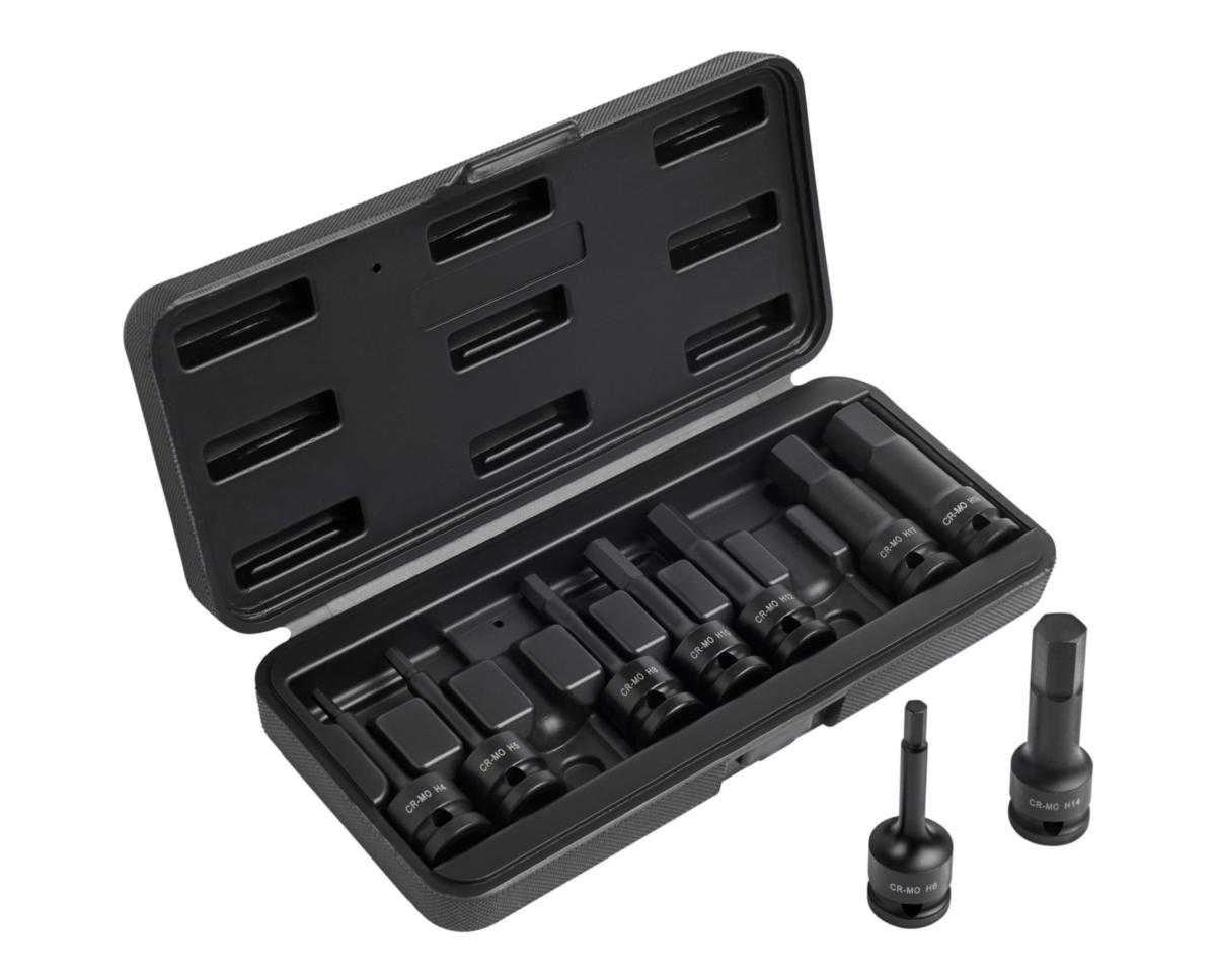 Kraftbitshylssats Ironside 1/2", 9 delar - KRAFTINSEXHYLSA SATS 4-19MM 9-DEL IRONSIDE 102203