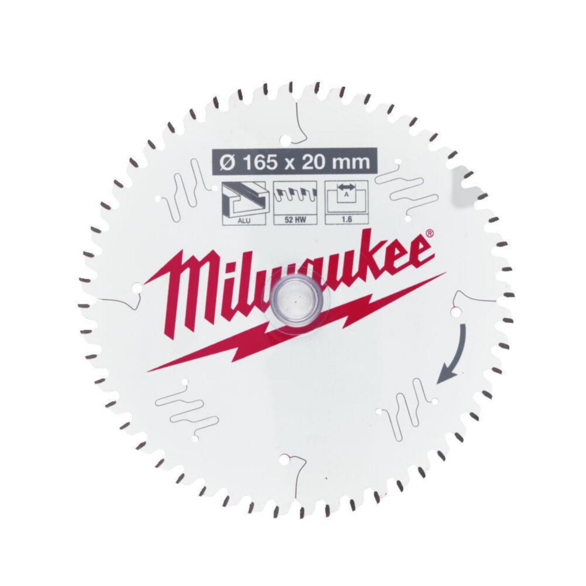 Sågklinga Milwaukee Alu för Cirkelsåg - CIRKELSÅGKLINGA A165X20X1,6X52 MILWAUKEE 4932479087