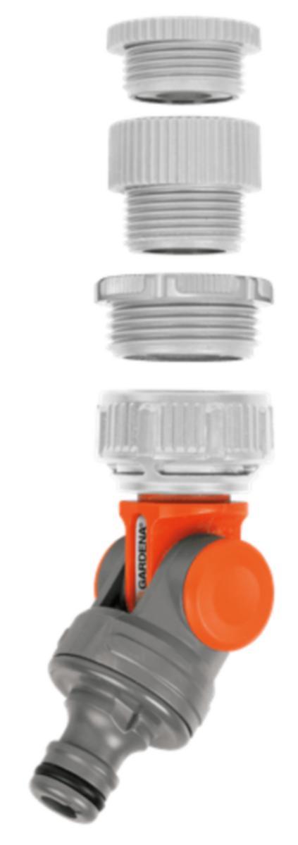 Vinklad krankoppling Gardena, inkl gängadaptrar - VINKLAD SKRUVKONTAKT 1/2" GARDENA 02998-20