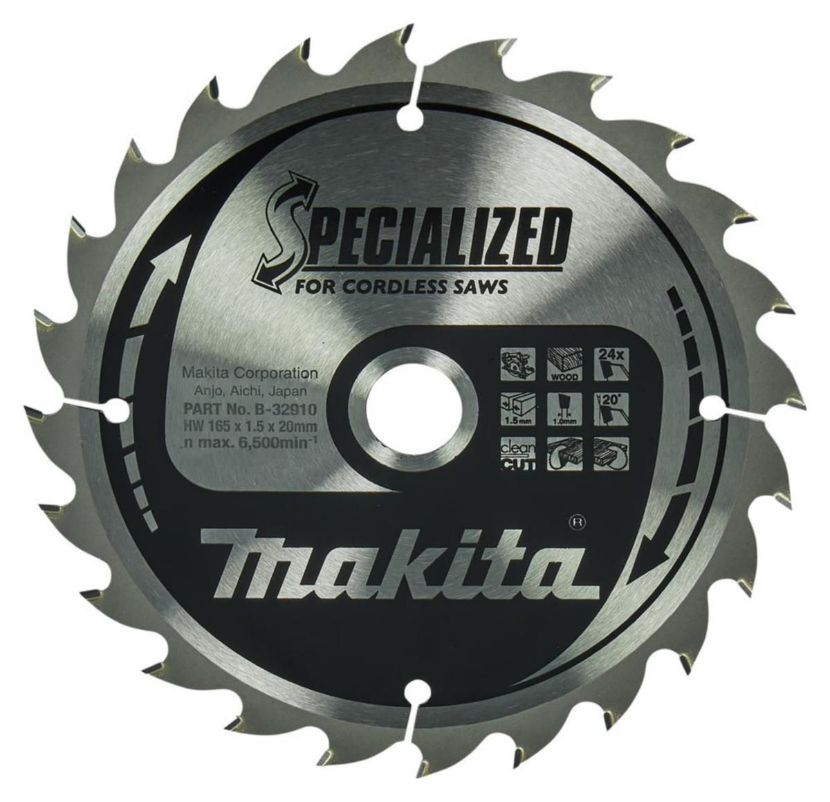 Sågklinga Trä/mdf Makita för Batterisågar - SÅGKLINGA HM 24T 165X20X1,5MM MAKITA B-32910