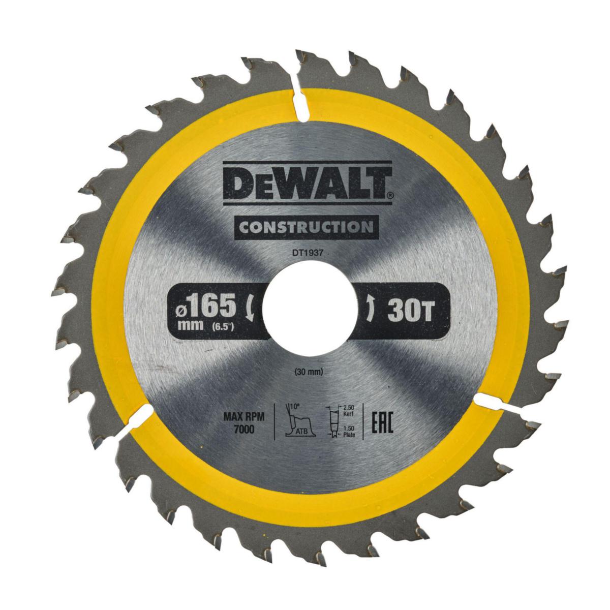 Cirkelsågklinga DEWALT serie 30 HM - SÅGKLINGA 165X30 30T 30HM DEWALT DT1937-QZ