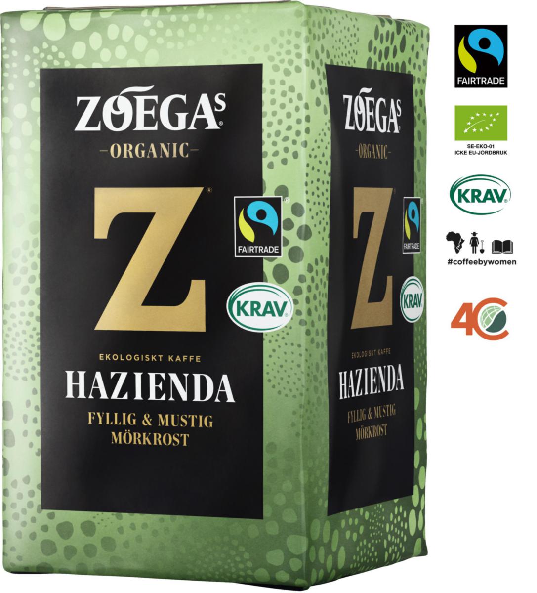 Kaffe Zoegas 450g - KAFFE ZOEGAS HAZIENDA 450 GR RÄTTVISE/KRAVMÄRKT VACPAC