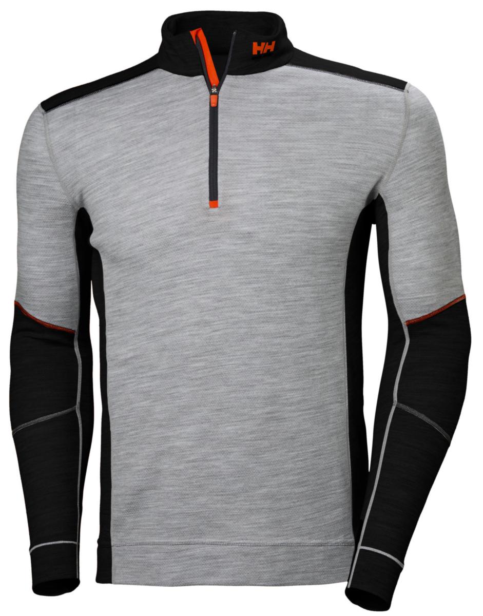 Undertröja Helly Hansen Lifa Merino 75107 - HH LIFA MERINO HALF ZIP 75107 GRÅ/SVART S HELLY HANSEN