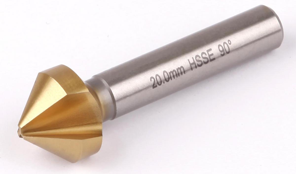 Försänkare 3-skär 90° TIN - FÖRSÄNKARE 20MM 3-SKÄR 90° TIN IRONSIDE 10MM CYL. SKAFT M35
