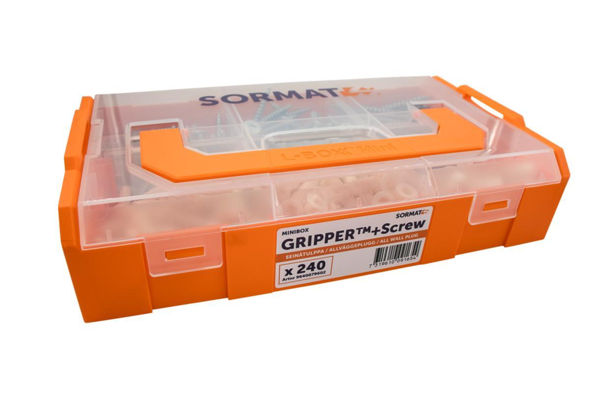 Universalplugg GRIPPER™ med skruv Minibox - MINIBOX GRIPPER + SKRUV NYLONPLUGG 6/8/10MM 240ST