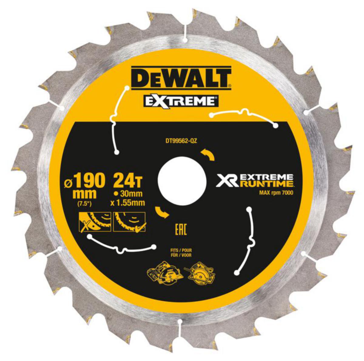 Cirkelsågklinga DEWALT XR - SÅGKLINGA 190X30 24T FLEXVOLT DEWALT DT99562-QZ