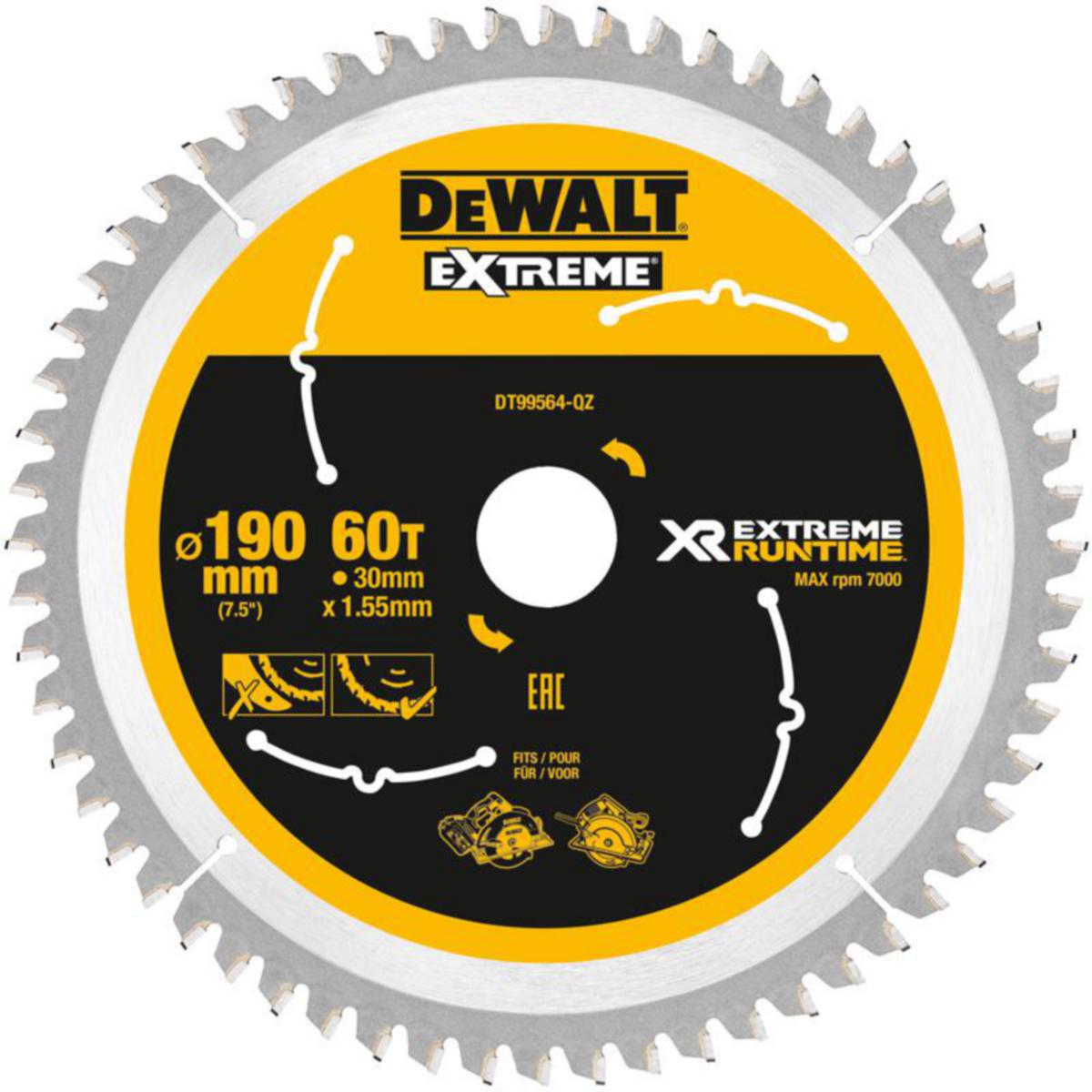 Cirkelsågklinga DEWALT XR - SÅGKLINGA 190X30 60T FLEXVOLT DEWALT DT99564-QZ