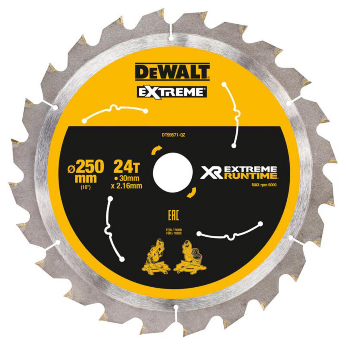 Cirkelsågklinga DEWALT XR - SÅGKLINGA 250X30 24T FLEXVOLT DEWALT DT99571-QZ