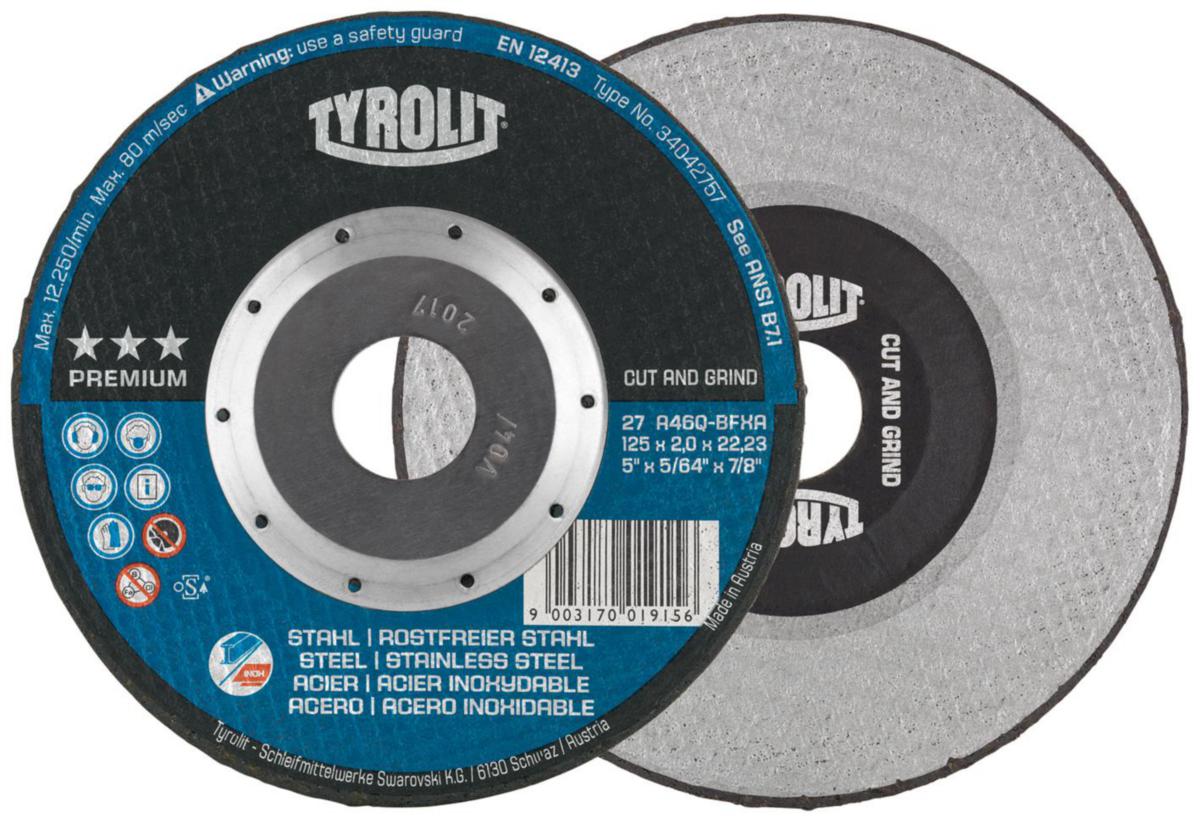 Kap- och slipskiva Tyrolit Premium*** 2in1 Cut and grind - KAPSKIVA PRE 125X2 2-IN-1 TYROLIT 34042757