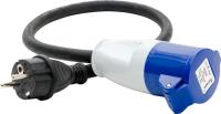 Adapter/övergångssladd, stickpropp 230V schuko, skarvuttag 216-6 CEE