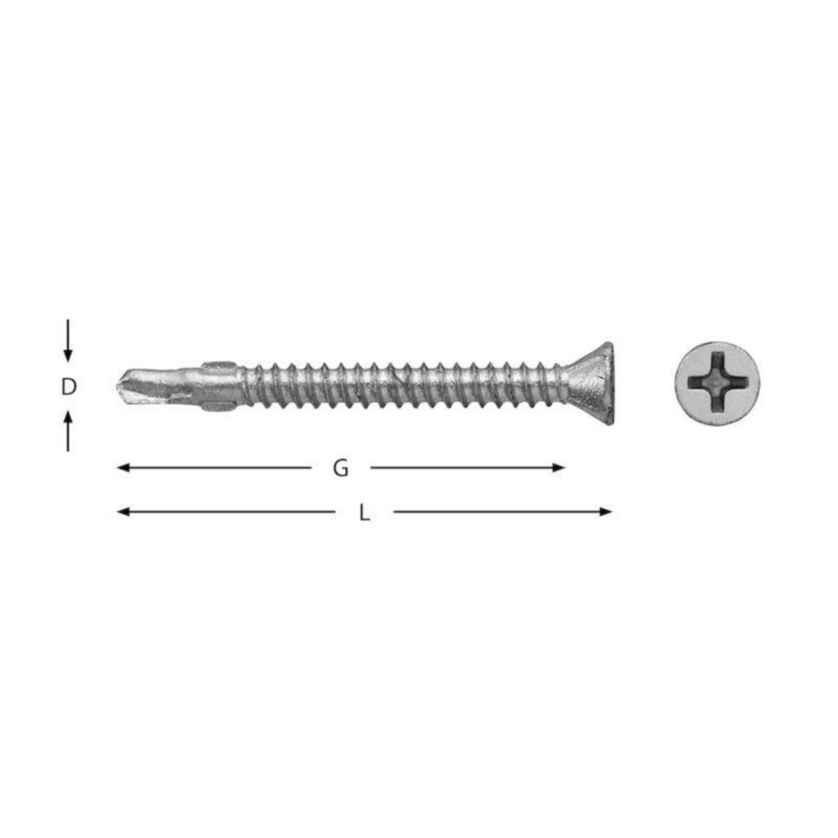 Bandad Spånskiveskruv för stål wing UTV BSP - BAND SPÅNSKIVESKR.41 STÅL WING BSP UTV.2MM.6X.LÅD VSB RB3341