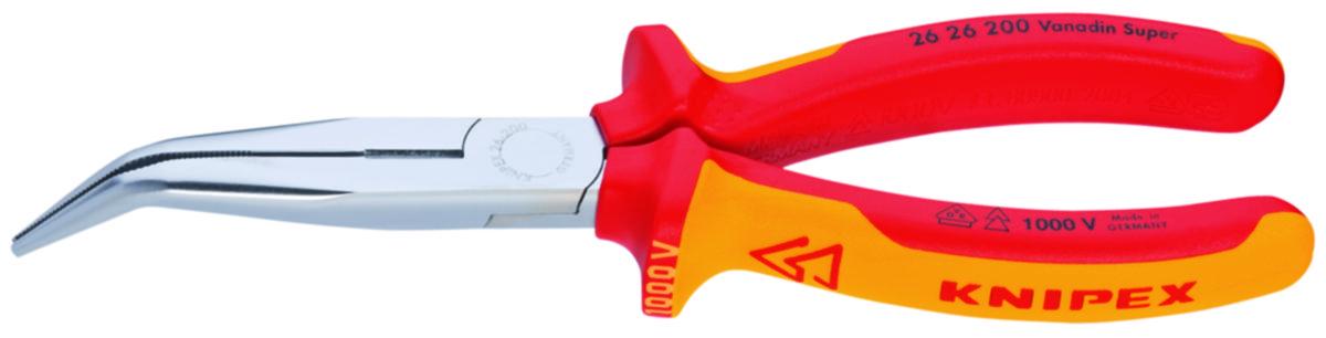 Spetstång Knipex 2626 1000V - SPETSTÅNG KNIPEX BÖJD 2626-200MM VDE ISOLERAD